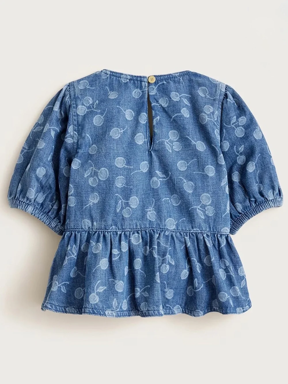 J. Crew Crewcuts Denim Peplum Top with Cherry Motif